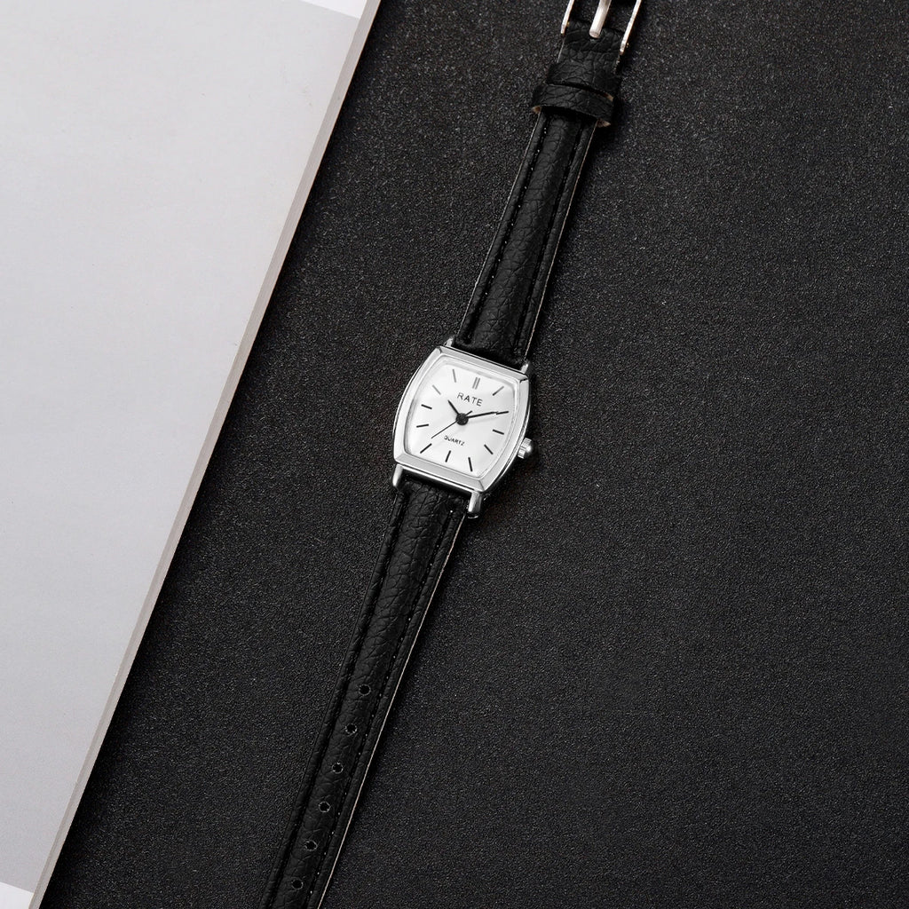 2PCS/Set Fashion Casual Women Watches Leather Strap Quartz Wristwatch Reloj Mujer Girls Clock Gift（Without Box） Qme