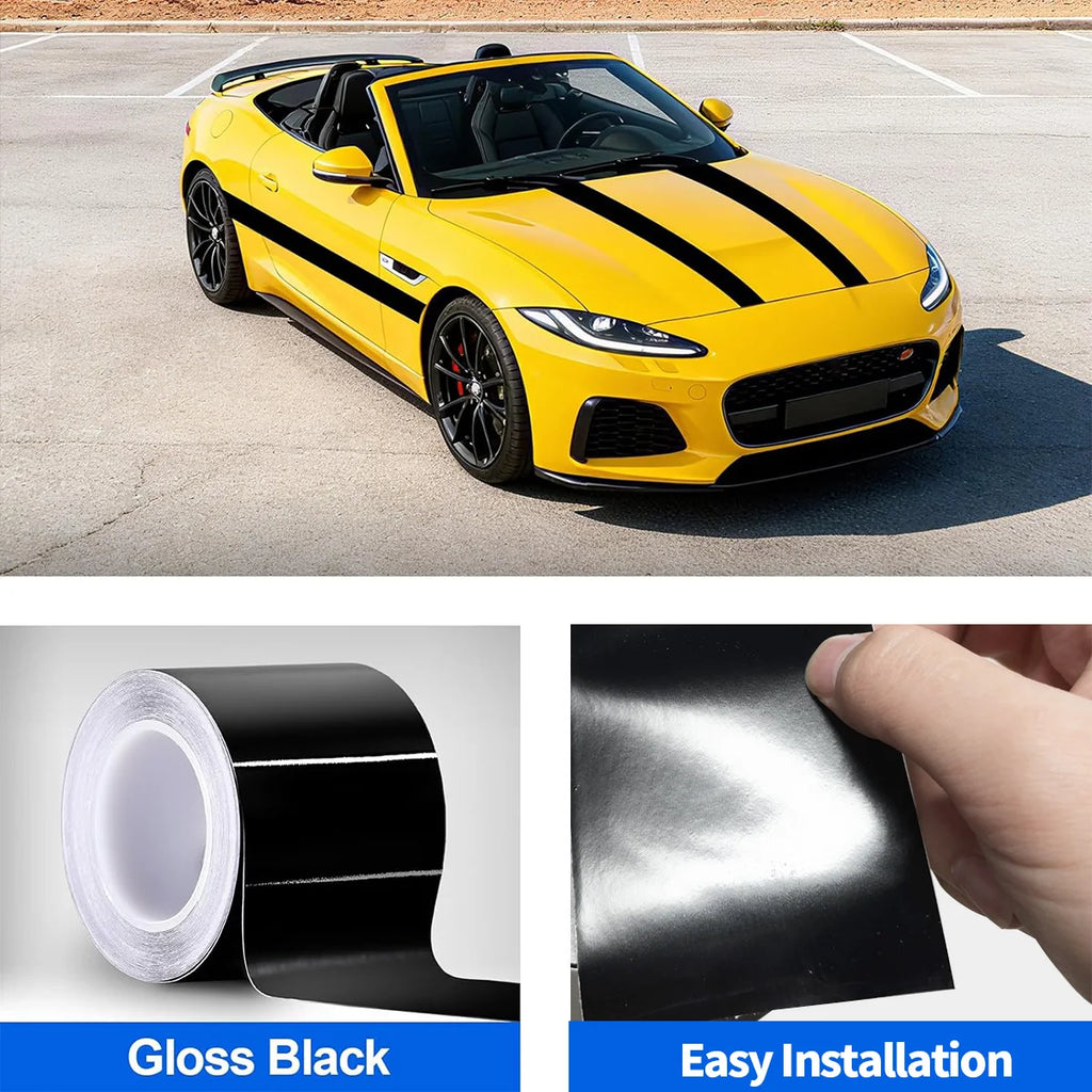 3/5/7/10CM Glossy Black Vinyl Wrap Stripes Window Trim Film Car Interior Pillar Decals Stickers for Vehicle Qme