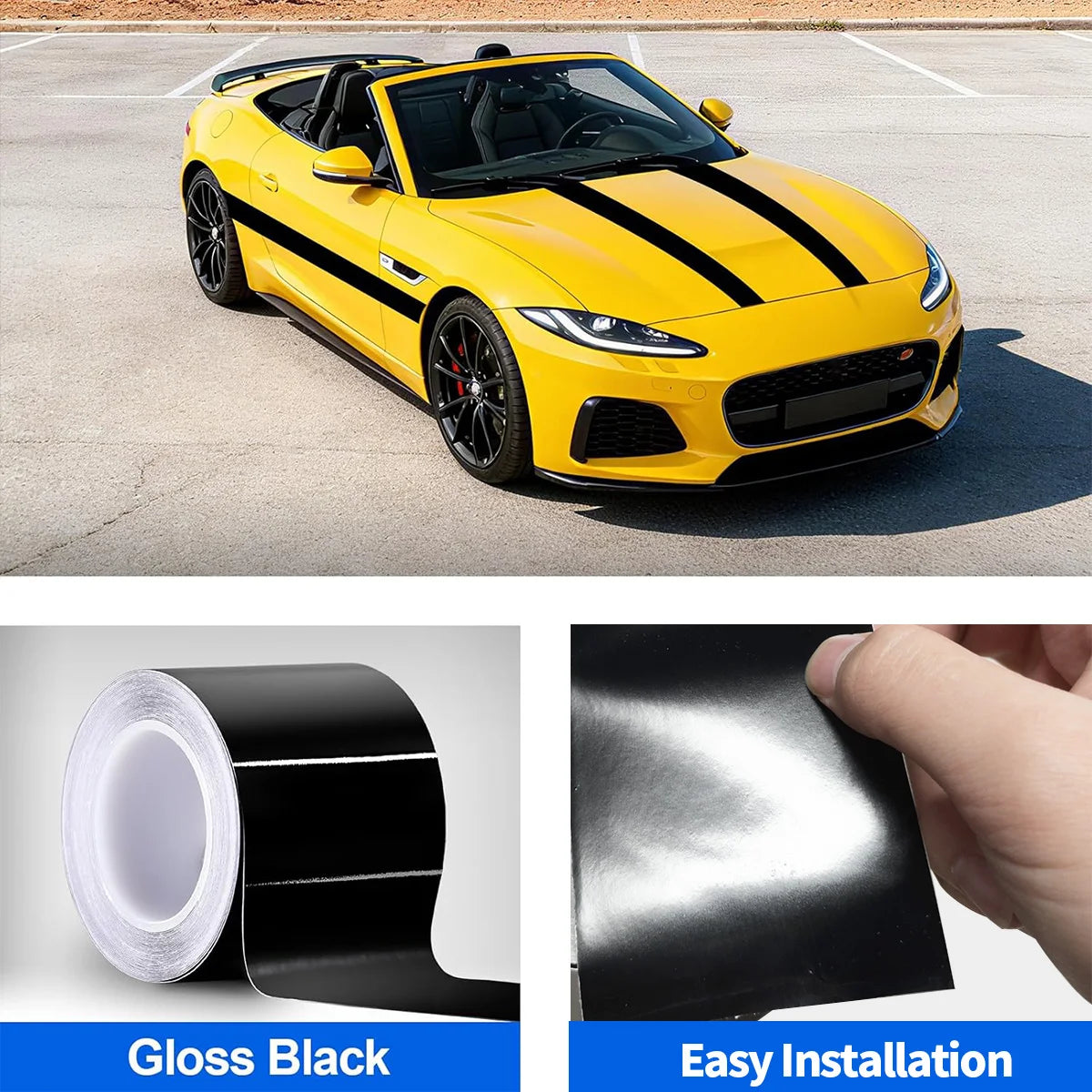 3/5/7/10CM Glossy Black Vinyl Wrap Stripes Window Trim Film Car Interior Pillar Decals Stickers for Vehicle Qme