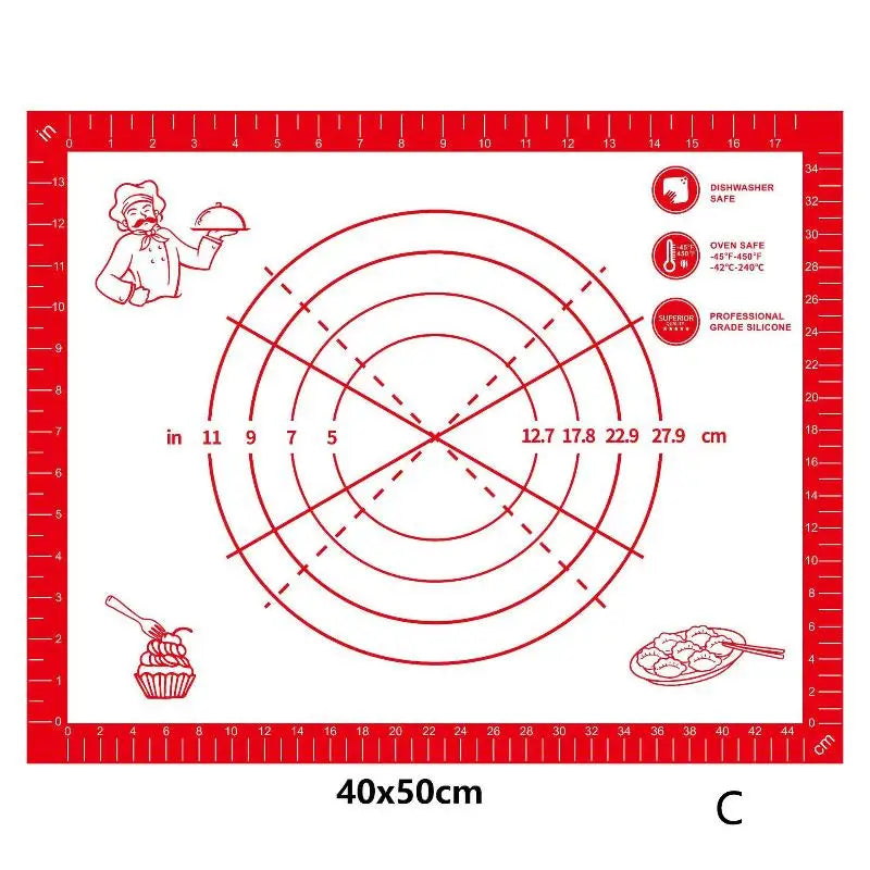 Silicone Baking Mat Kneading Pad Dough Pizza Cake Maker Kitchen Qme C