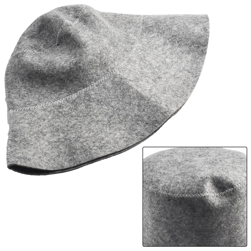 1pc Felt Sauna Hat Anti Heat Thicken Wool Felt Shower Cap Hair Turban For Bath House Head Protection Bathroom Accessories Gray Qme
