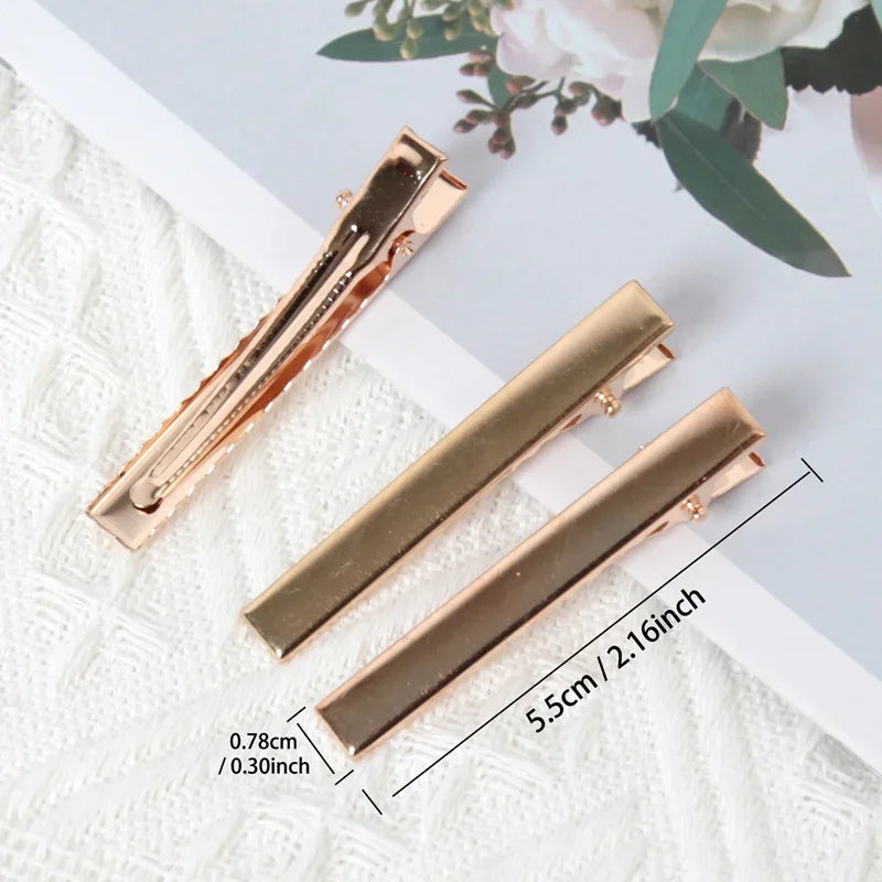 Metal Alligator Hair Clips Duckbill Blank Setting Base DIY Women Qme 5.5cm 50pcs