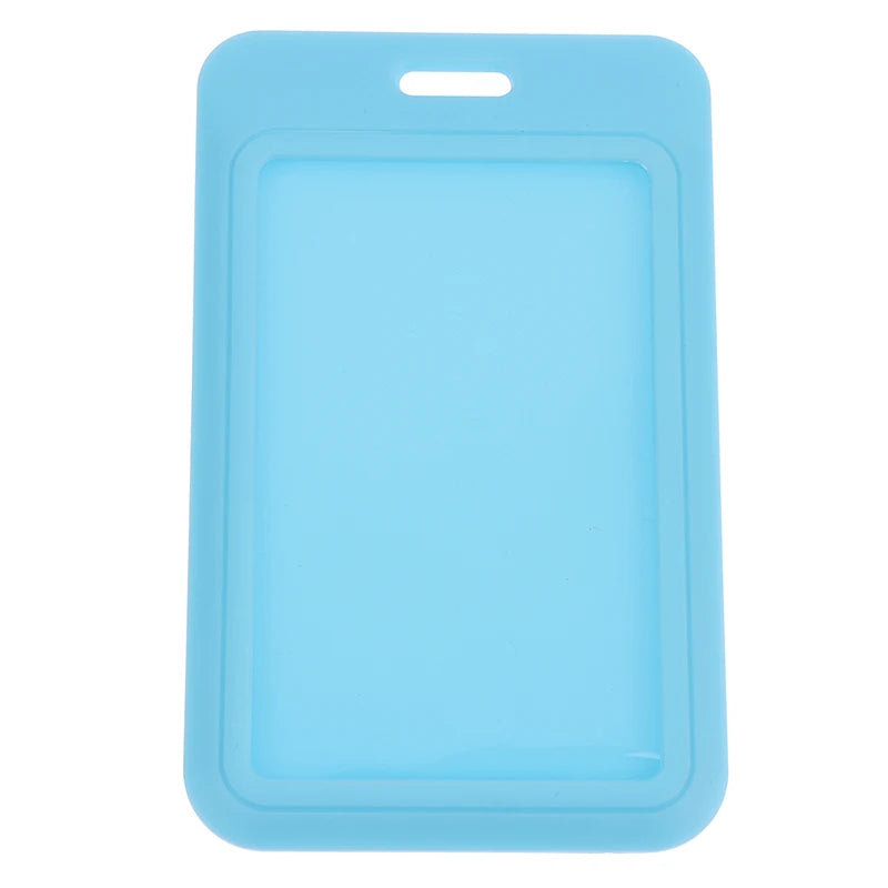 Two-sided Credit Card Cover Hard Plastic Badge Holders Slot Event Qme Blue