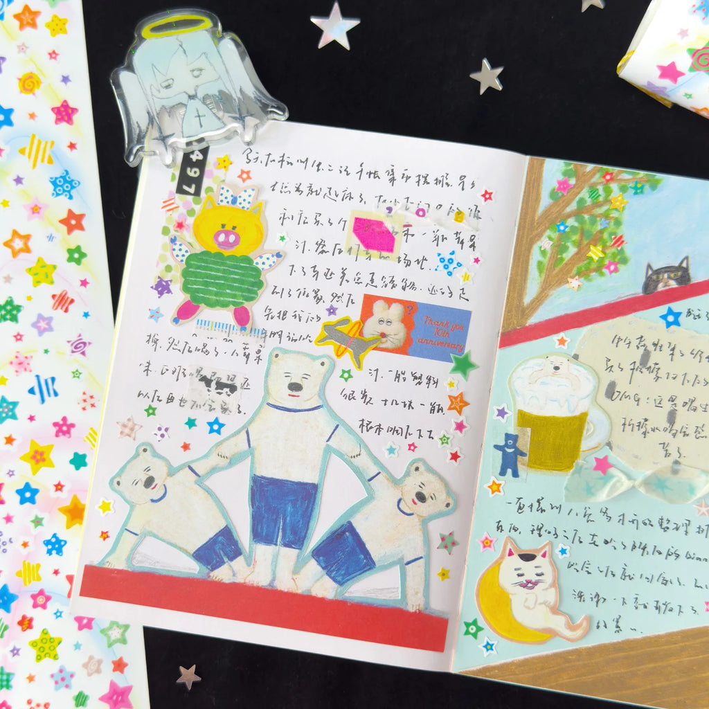 Cute Y2K Star pattern Washi Tape Kawaii Decorative Adhesive Tapes DIY Scrapbooking Stickers Hand Made Masking Tape Stationery Qme