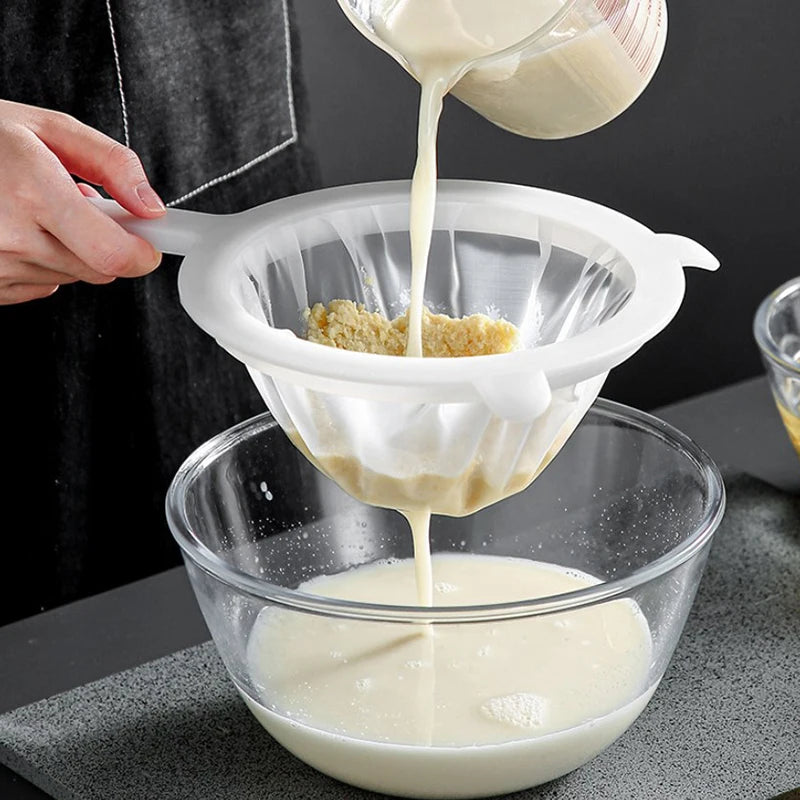 Kitchen Soy Milk Coffee Filter Bags Reusable Nylon Mesh Strainer Milk Yogurt Filter Spoon Tea Wine Juice Colander Sieve Mesh. Qme