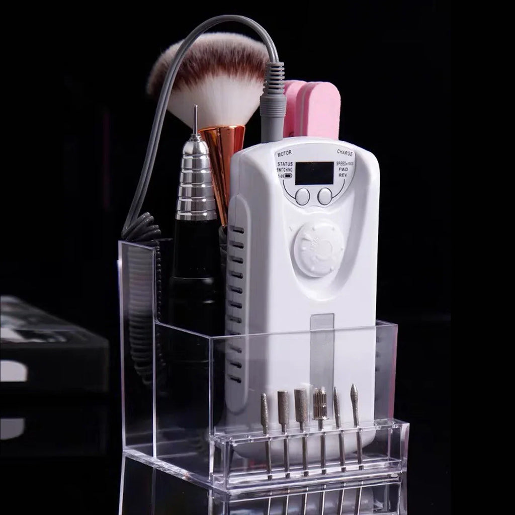 1pc, Transparent Multifunctional Nail Polisher Storage Rack, Nail Polishing Bit Storage Rack Qme