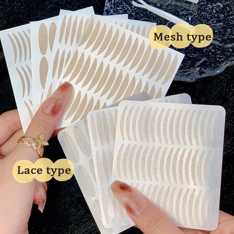 10 sheets Eyelid Sticker Invisible Double Eyelid Tape Lace/Mesh Type Self Adhesive Double Eye Tape Stickers Eye Makeup Tools Qme