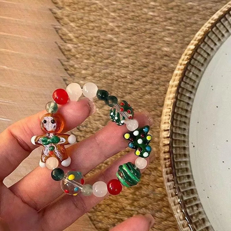 Niche Design Gingerbread Man Cartoon Bracelet - Christmas Minimalist Versatile for Christmas Gift Qme