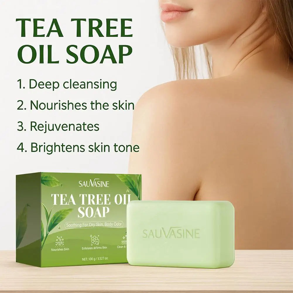 Natural Tea Tree Oil Soap Deep Pore Cleansing Nourishing Soaps Bar Qme