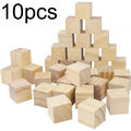 DIY Blank Wooden Blocks Set, Unfinished Wood Cubes For Kids Painting Stacking Crafts Qme 10 pcs