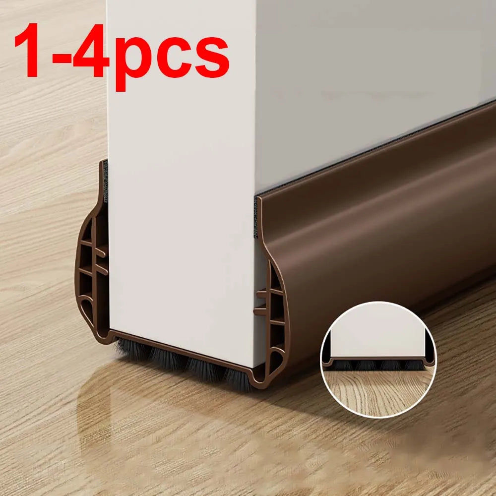 1-4pcs PVC Door Bottom Sealing Strip with Brush Multiple Dustproof Soundproof Washable Weather Strip Snap-In Mount Stripping Qme