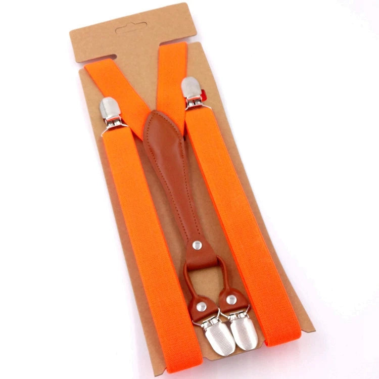 New Fashion Suspenders Men Women Adult Leather Trimmed End Y Back Adjustable Elastic Trouser Braces Strap Belt Wedding Party Qme Orange China Mainland