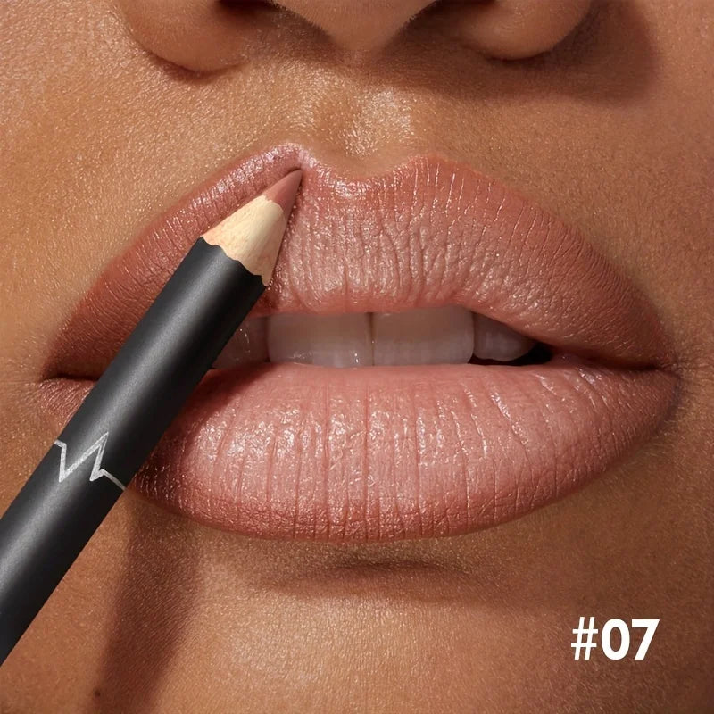 Waterproof Matte Lipliner Pencil Red Contour Tint Lipstick Long Qme 07