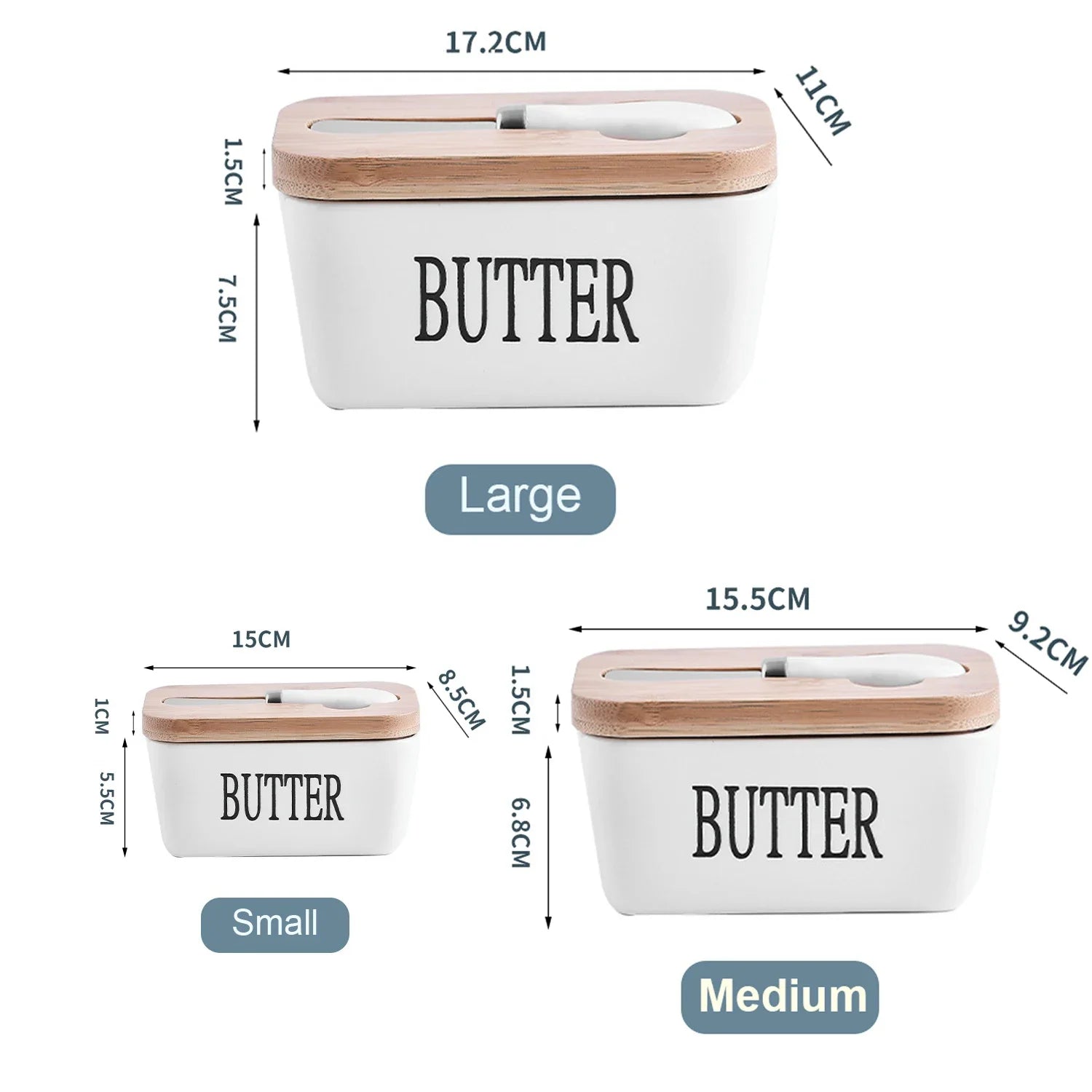 Ceramic Butter Container Box Restaurant Sealed Storage Box Cheese Box with Knife Bamboo Lid Butter Slicer Butter Dish Tableware Qme