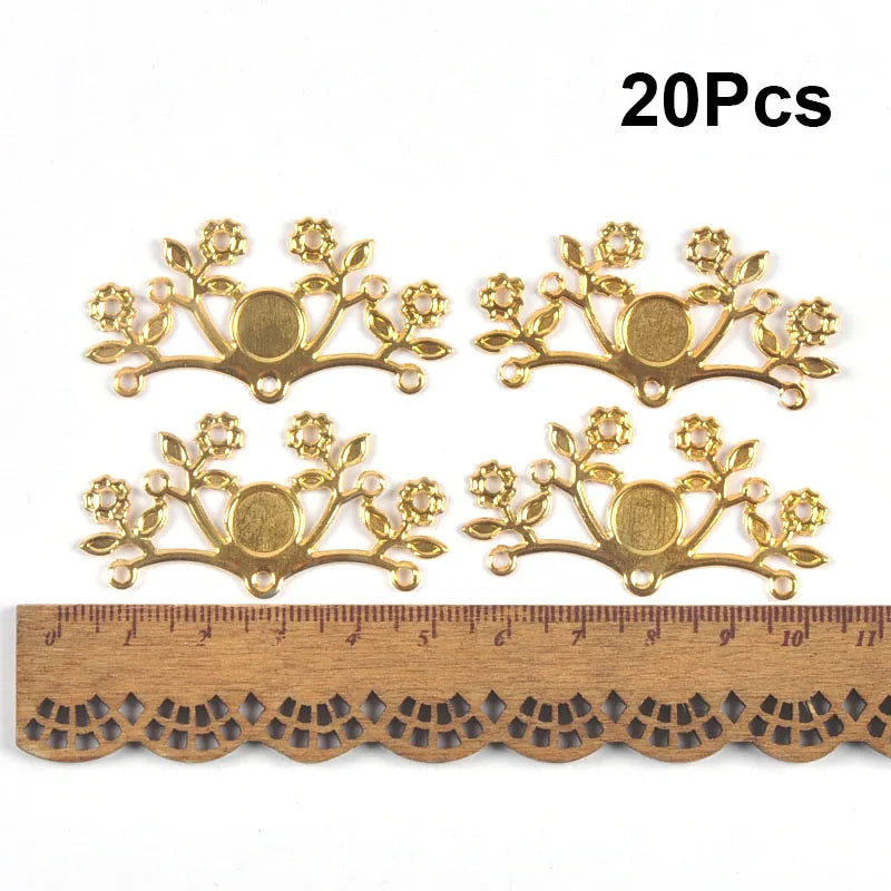 Mixed Gold Leaf Filigree Wraps Metal Crafts Connectors For Making Jewelry Accessories DIY Scrapbook Handicraft Home Decor yk0912 Qme 26x50mm 20cps