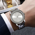 3 pçs moda masculina relógios de negócios conjunto simples dial relógio de quartzo para relógio masculino reloj hombre Qme Silver