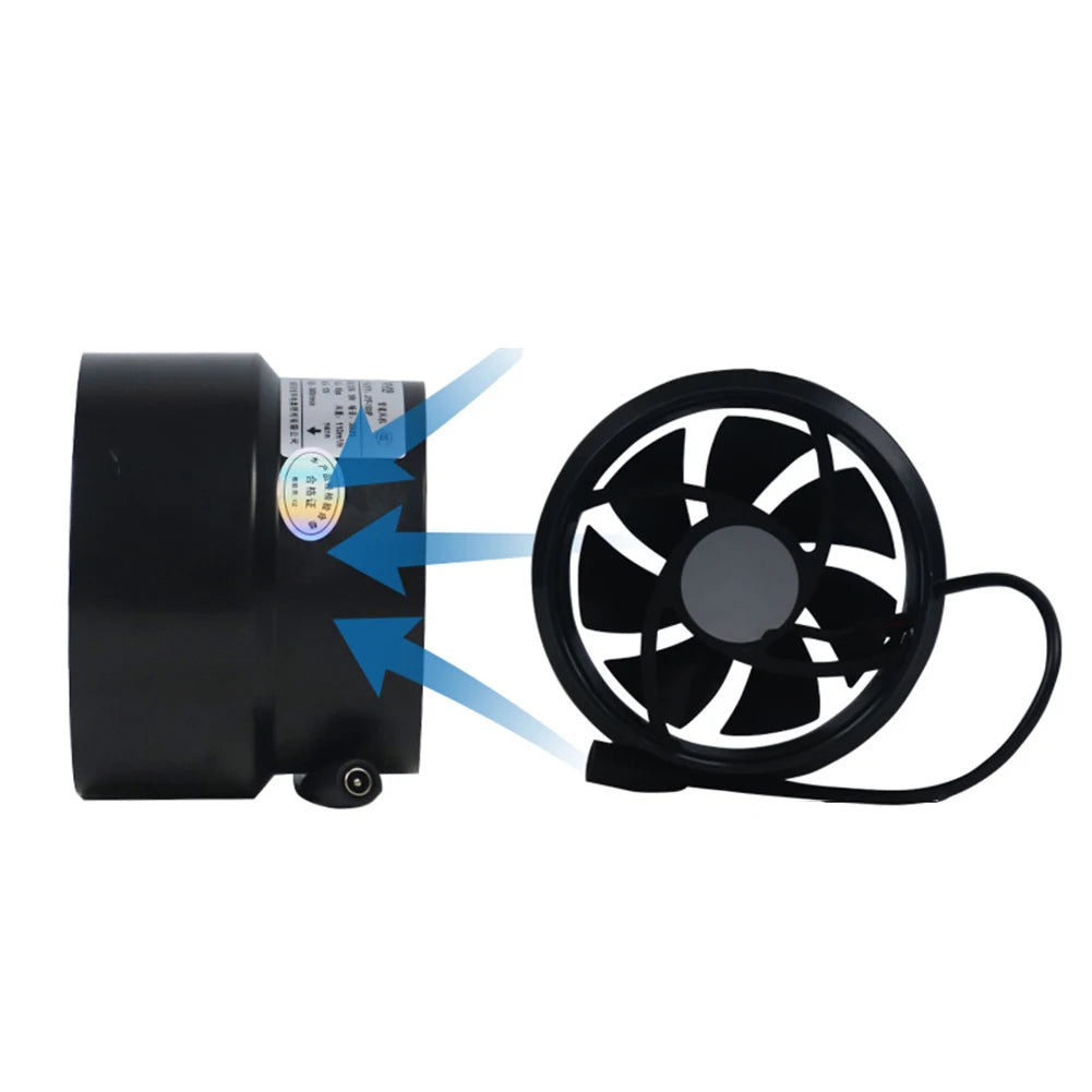 12V Black Duct Fan Ventilation Exhaust Indoor Outdoor Home Kitchen Qme Air inlet