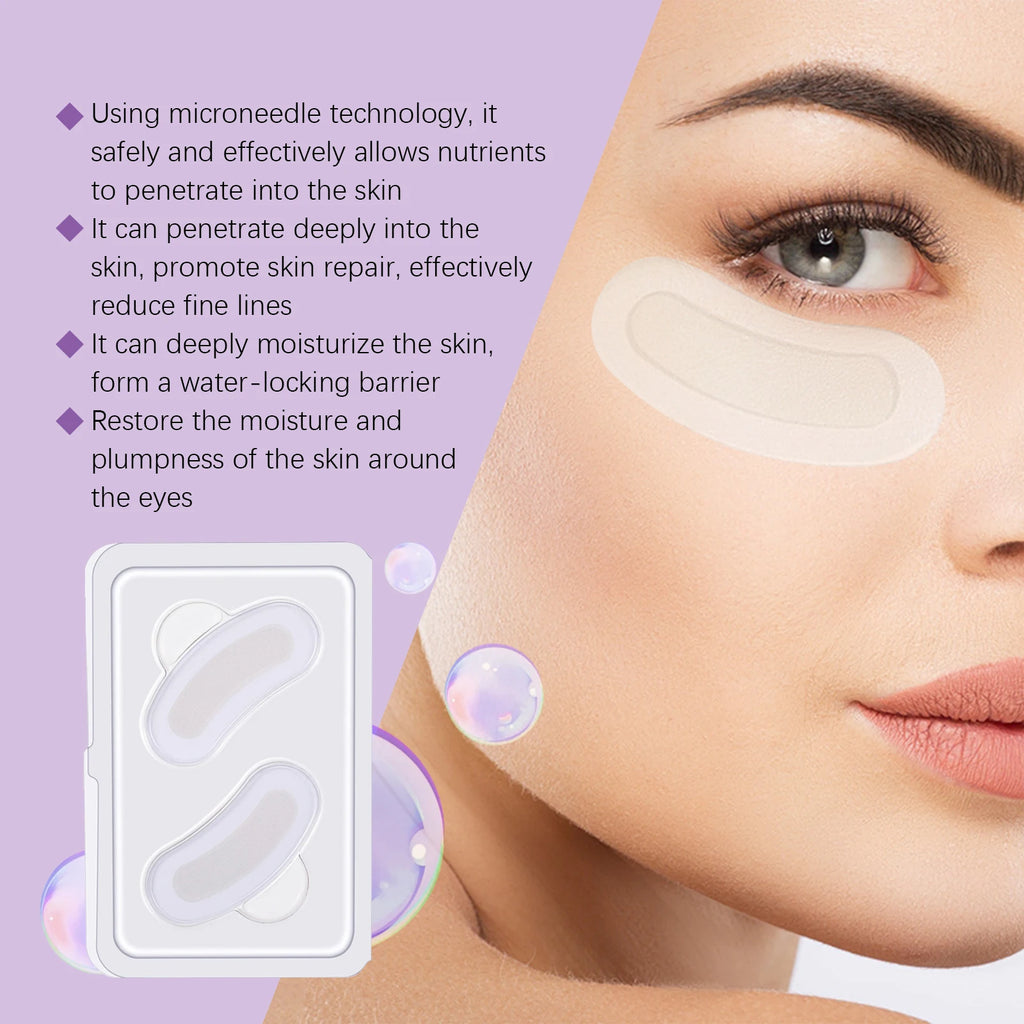 0.25mm Collagen Microneedle Eye Patch Anti-Wrinkle Soluble Micro-needle Eye Mask For Dark Eye Circle Moisturizing Under Eye Skin Qme