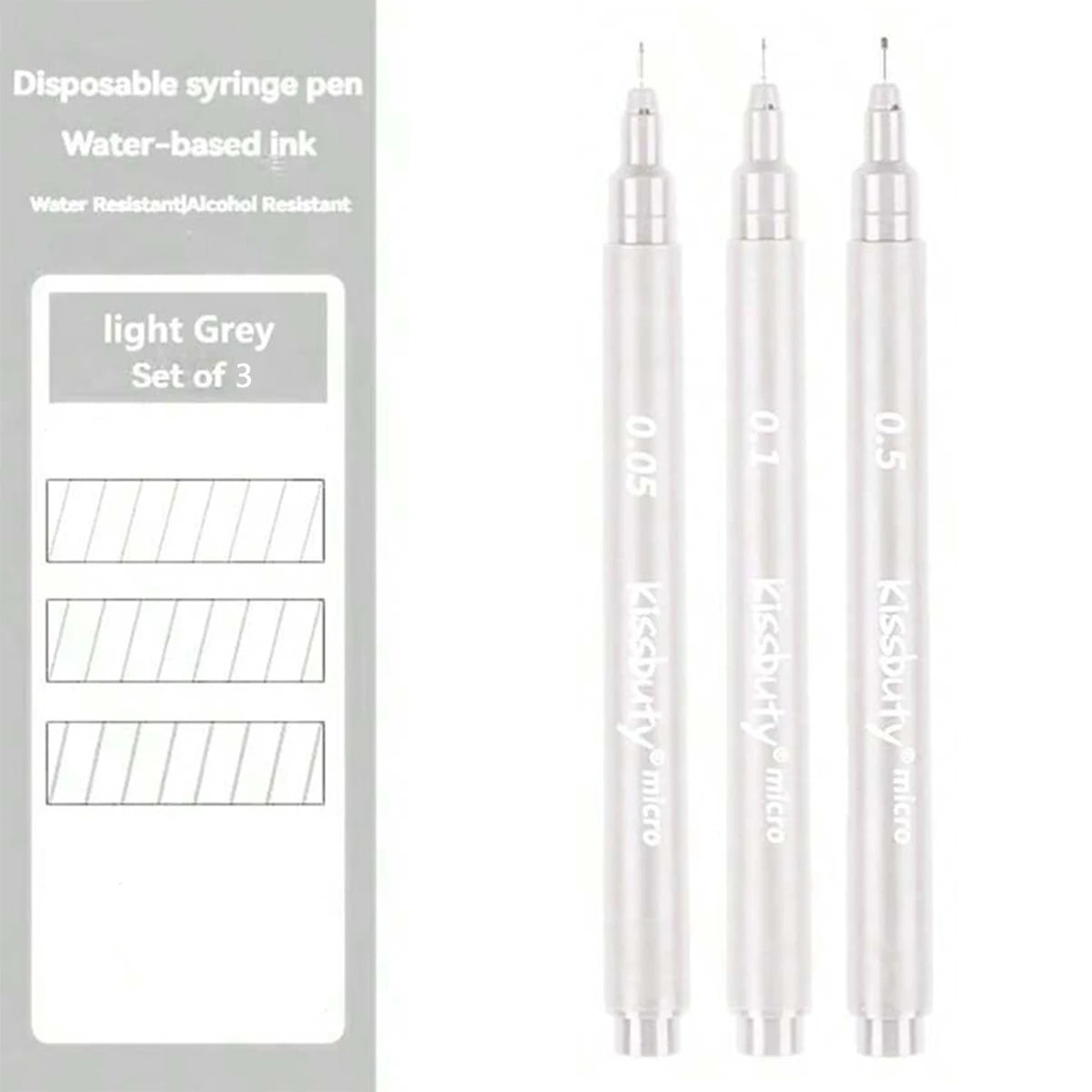 3/5PCS Multi-needle Fine Line Drawing Pen Set, Waterproof Quick-Dry Art Marker Pens for Sketching Cartoon & Drafting Design Qme 3pcs-Light gray