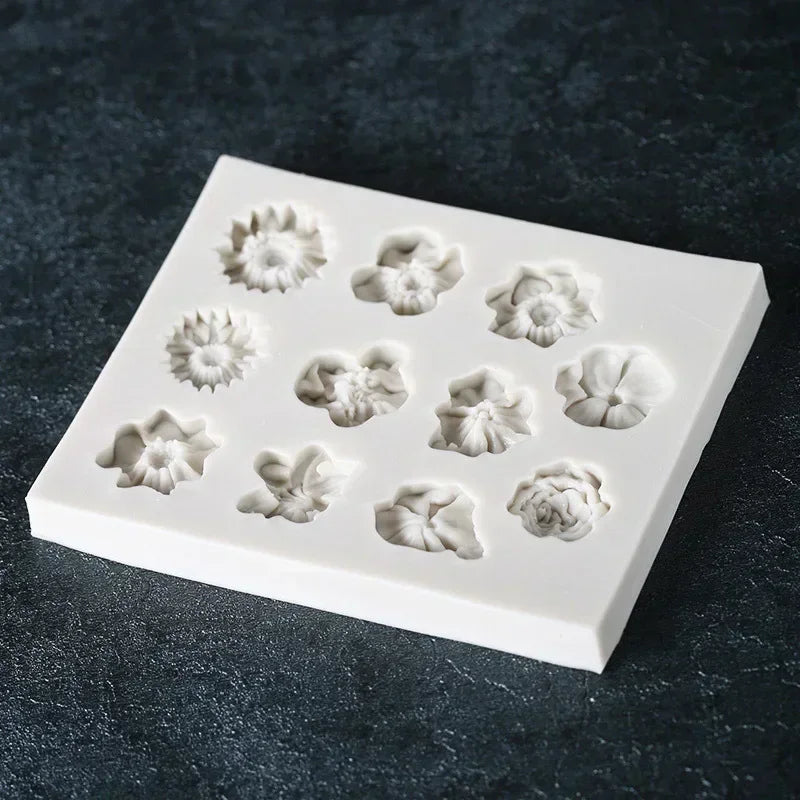 Mini Cute Creative Molds Sunflower Rose Flowers Shape Silicone Mold Qme