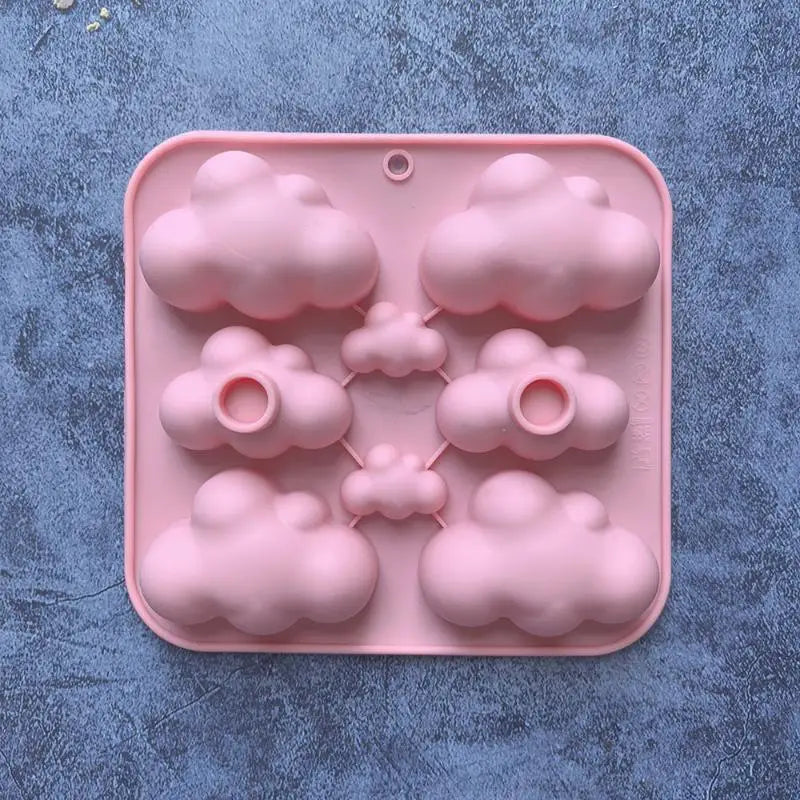 8-Cavity Cloud Shaped Silicone Candy Mould Chocolate Pudding Dessert Qme Pink