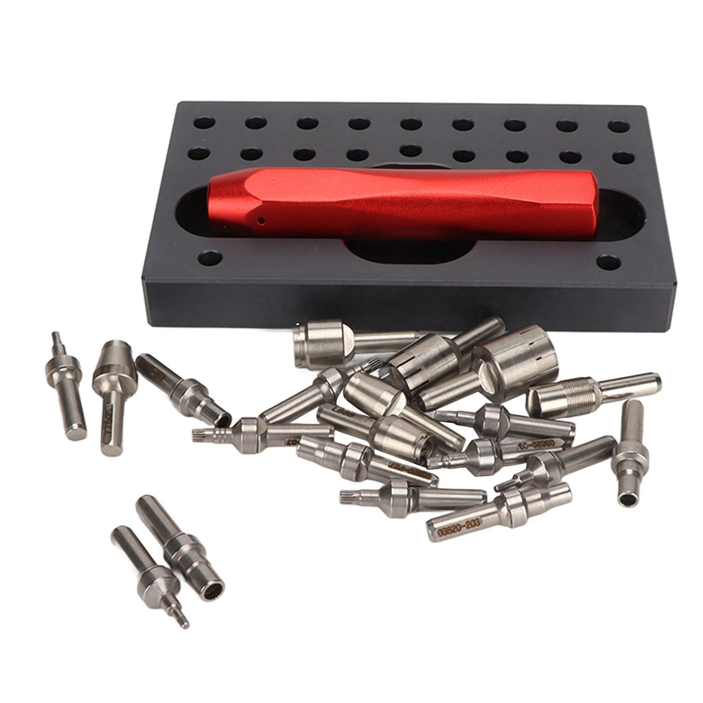 Watch Tube Removing Tool Anti Slip Base Easy Assembly Red Handle Portable Stainless Steel Watch Crown Removing Tool for Store Qme