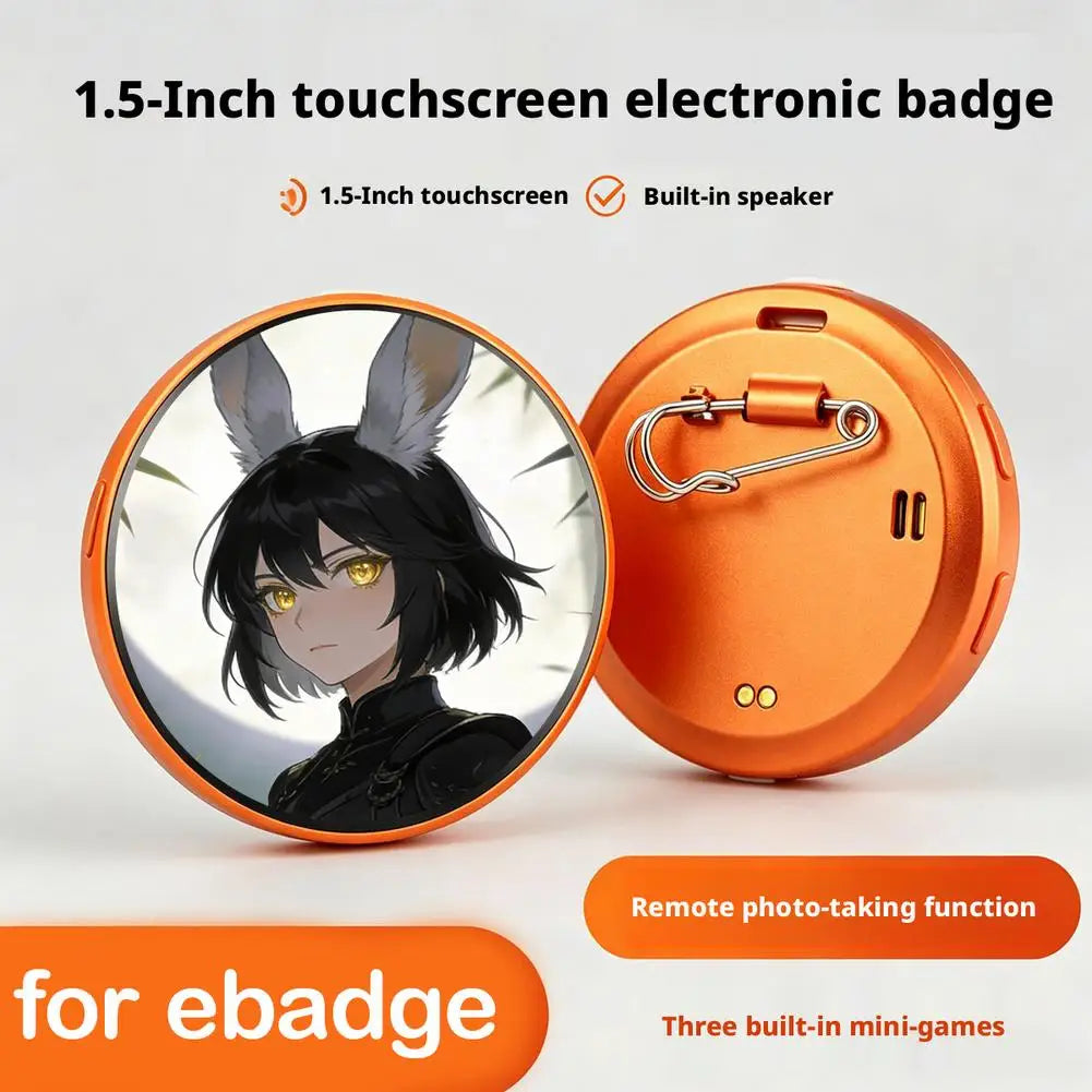 Electronic Badge Pin Anime E-badge Display 1 50-inch HD Screen Qme