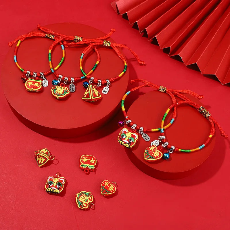 Blessing Embroidered Fragrant Bag Tiger Head Fragrant Bag Pendant Bracelet Dragon Boat Festival Colorful Rope Woven Bracelet Qme