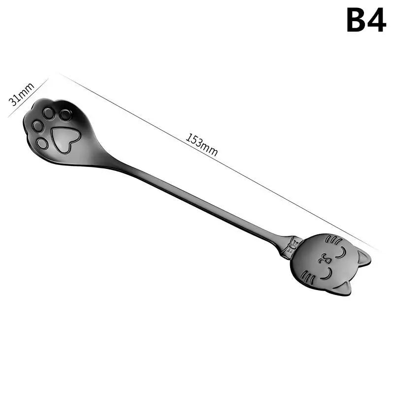 Stainless Steel Cat Claw Coffee Mixing Spoon Creative Ice Cream Cake Qme B4