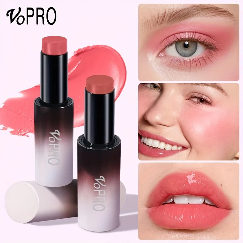 Multi-Use Makeup Cream Blush Stick - Cheeks, Eyes & Lips, Long-Wearing, Waterproof, Non-Greasy, Hydrating, With Vitamin E Qme