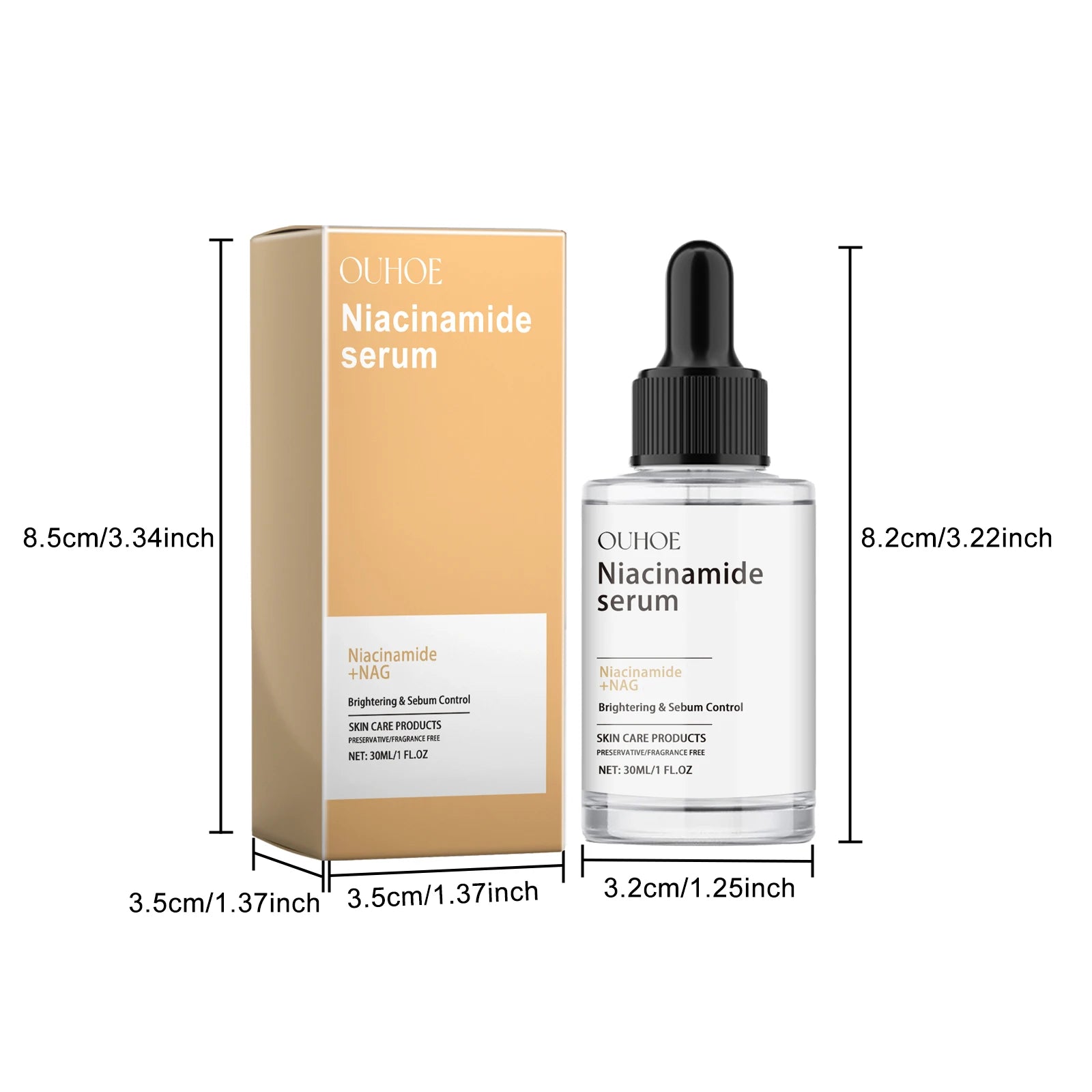 Nicotinamide Face Serum Brightening Moisturizing Smoothing Shrink Pores Facial Essence Glowing Facial Moisturizer for Daily Skin Qme