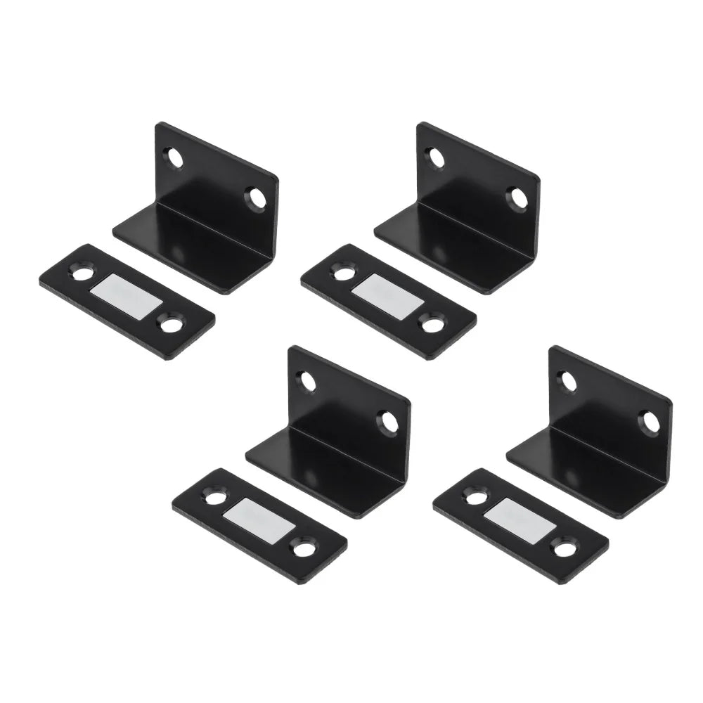 10-1PCS L-shaped Magnetic Door Closer Self-adhesive Invisible Cabinet Door Suction Wardrobe Magnetic Strip Patch Door Stopper Qme Black 4pcs