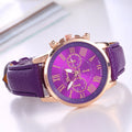 Womens Watches Brand Sport Style Fashion Ladies Watch Leather Watch Women Girls Female Quartz Wristwatches Montre Femme Qme Purple