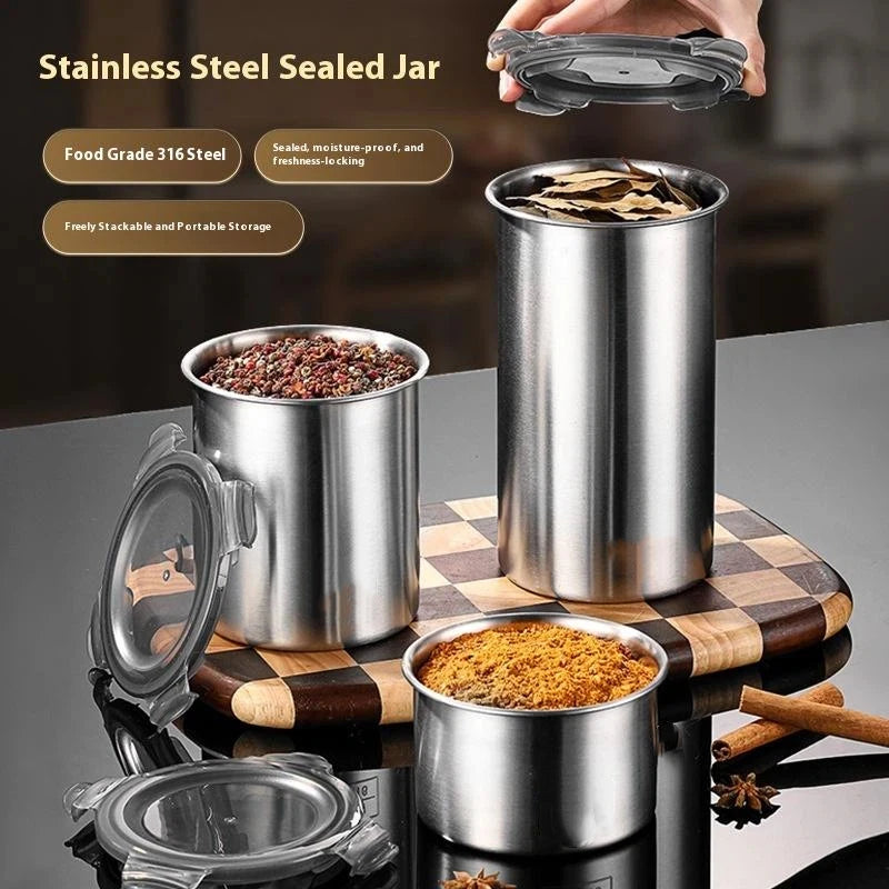 Storage Jars 500 900 Stainless Steel Sealed Container Jar Kitchen Qme
