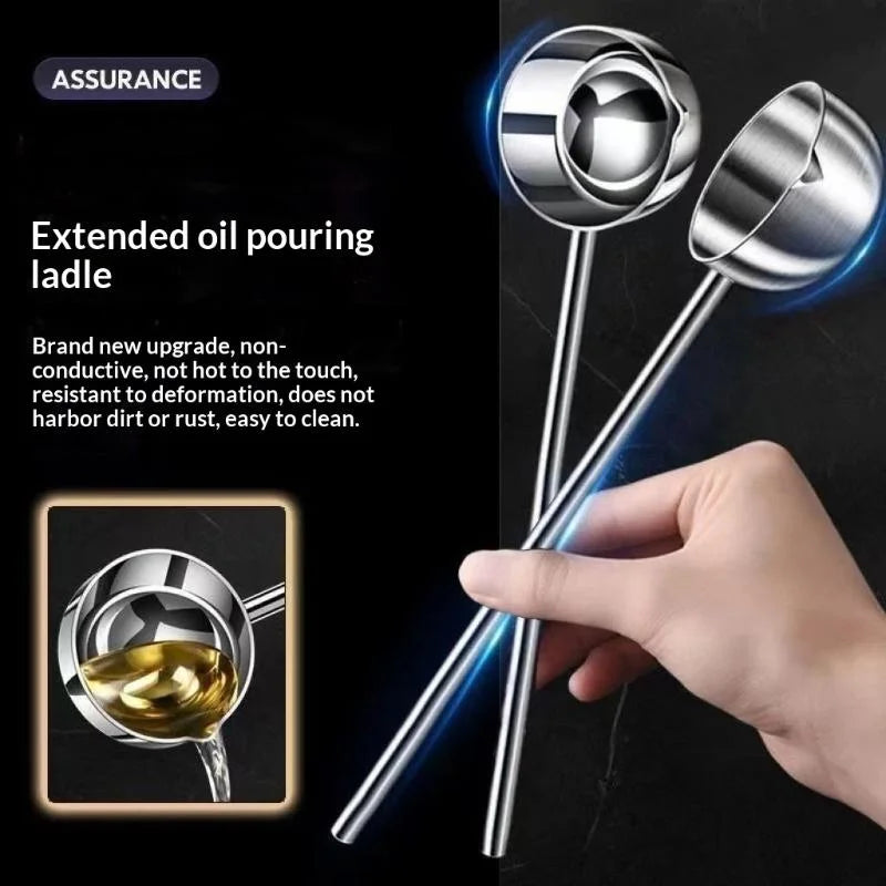 Multifunctional Sauce Spoon Stainless Steel Seasoning Oil Pour Spout Qme