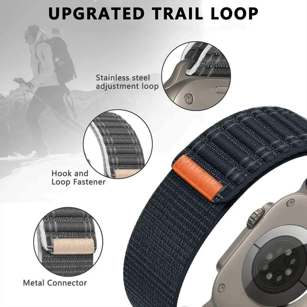 Nylon Loop Strap for Apple Watch Ultra 2 Band 49mm 44mm 45mm 42mm Bracelet IWatch Series 9 8 Se 7 6 5 4 3 Smartwatch Accessorie Qme