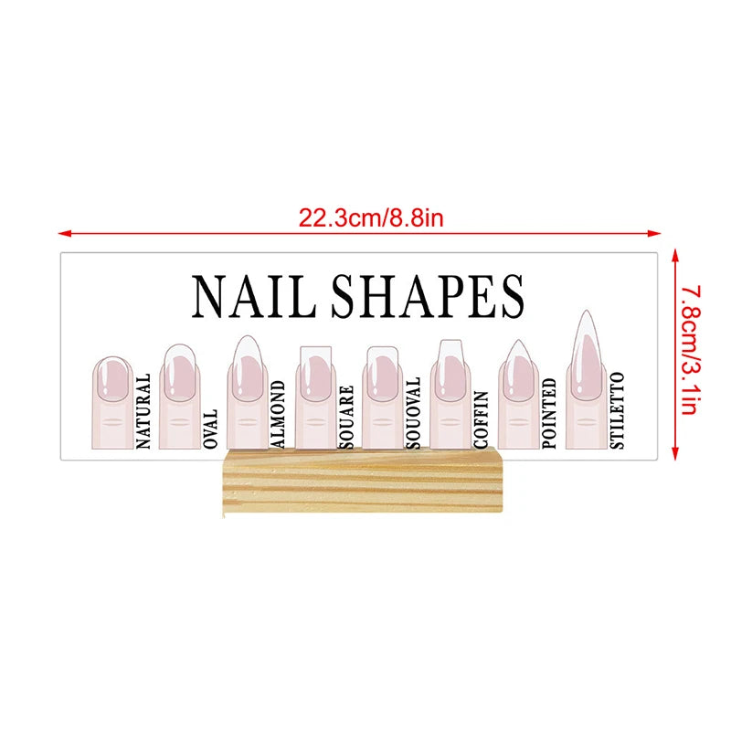 Acrylic Nail Shapes Display Board Wood Base Mannequin Fingertips Qme one size