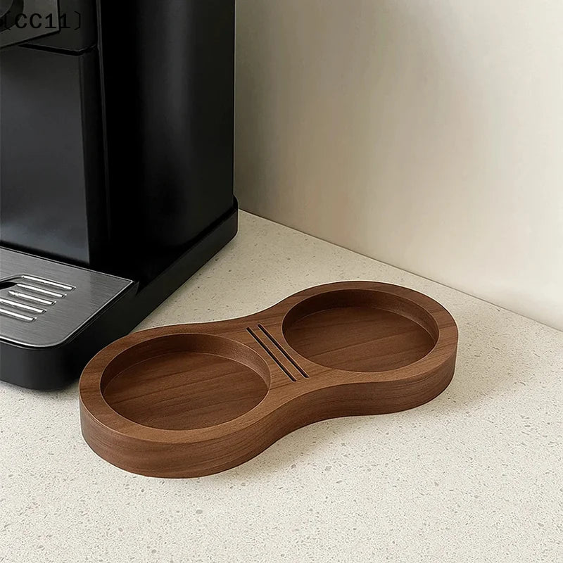 Walnut Wood Coffee Tamper Station Professional Non-slip Bottom Qme