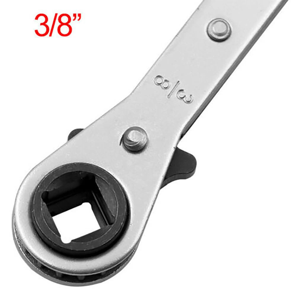 Chrome Vanadium Ring Double Head Ratchet Wrench 1/4 3/8 3/16 5/16Inch Port Valve HVAC ToolRatchet Combination Spanner Set Qme