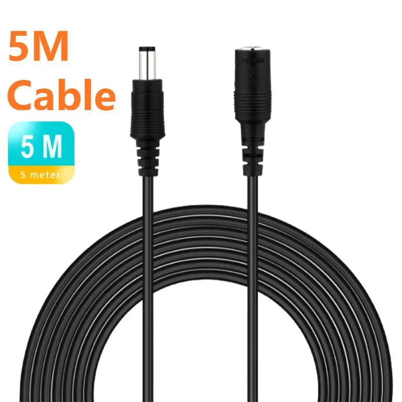 10M DC Extension Cable Monochrome LED Strip DC Male Female Connector Power Line Security Wire for Lighting Qme black 10m