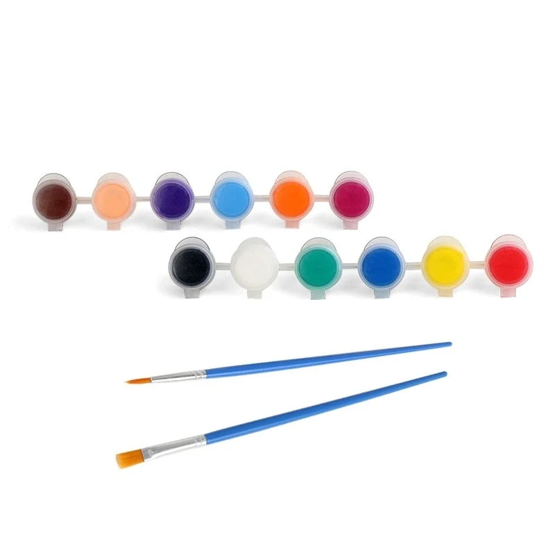 12 Color Acrylic Paint Set 6Grid Graffiti Paint With Drawing Pen DIY Paint Gypsum Doll Acrylic Paint Student Drawing Stationery Qme