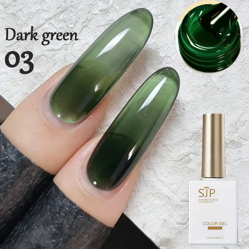 1 Jelly Gel Nail Polish Crystal Brown DIY Translucent Art Permanent Qme 03