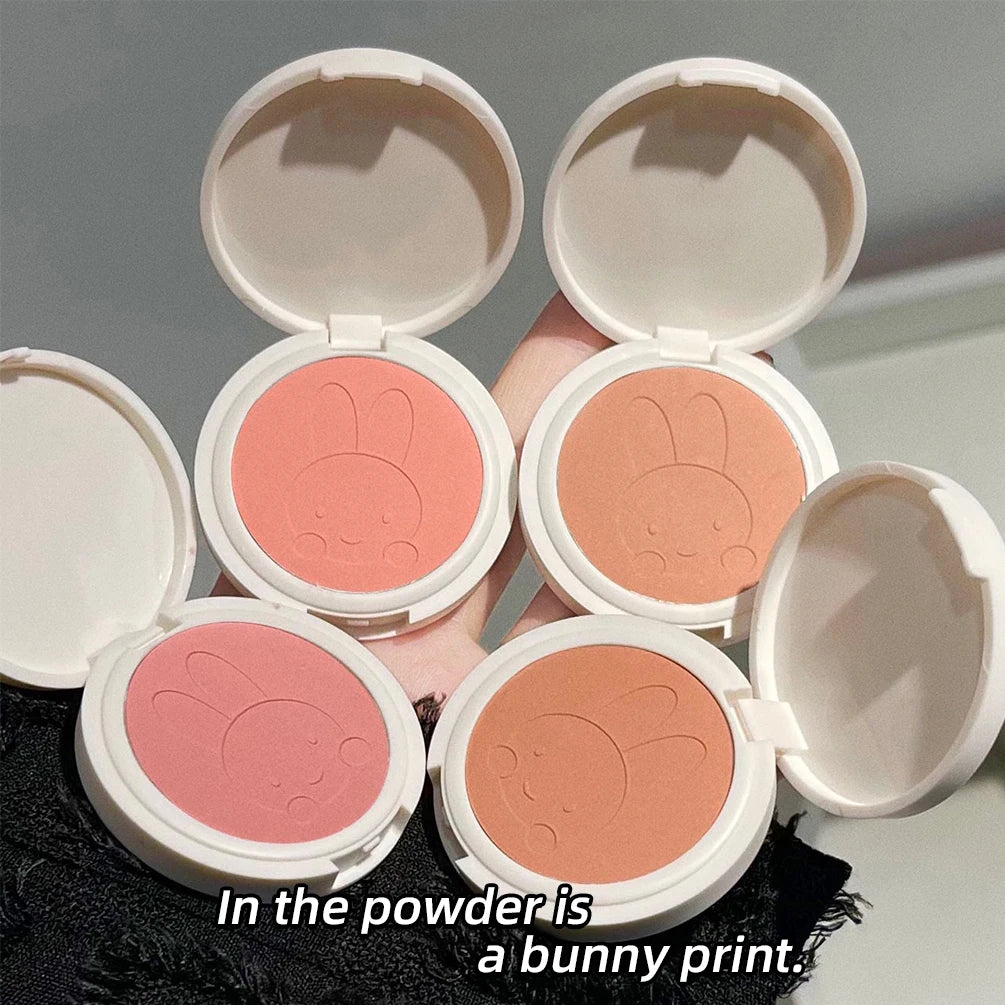 Monochrome Blush Palette Matte Peach Rouge Cute Bunny Rose Red Cheek Tint Blusher Powder Natural Face Contouring Shadow Makeup Qme