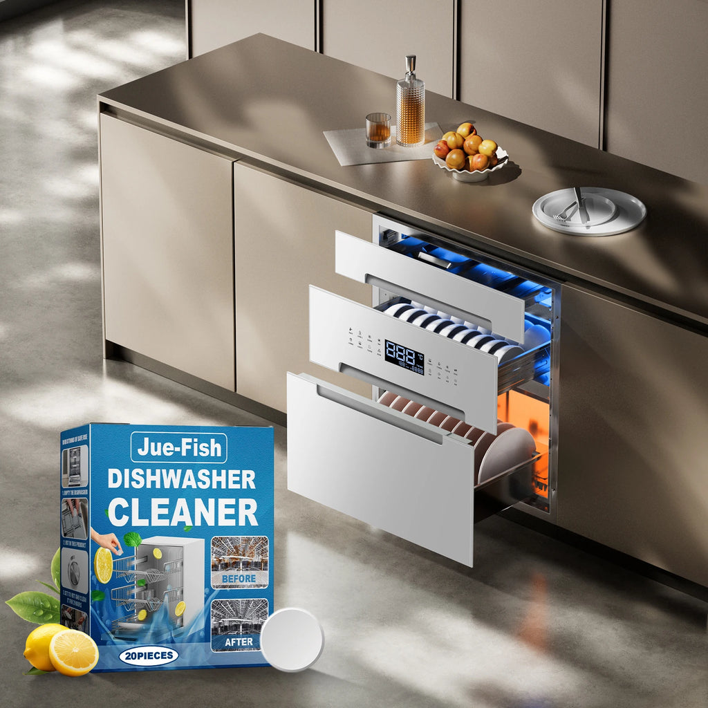 Dishwasher Cleaning Tablets Deep Removing Grease & Limescale Reduce Odors Fresh Lemon Aroma Powerful Cleaner Deodorizer Tablets Qme