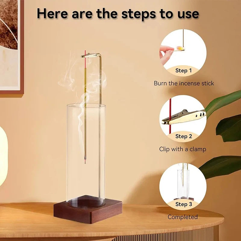 ^Incense Holder,Incense Holder For Sticks,Removable Glass Ash Catcher, Mess-Free Incense Burner,Meditation,Yoga,Spa Qme