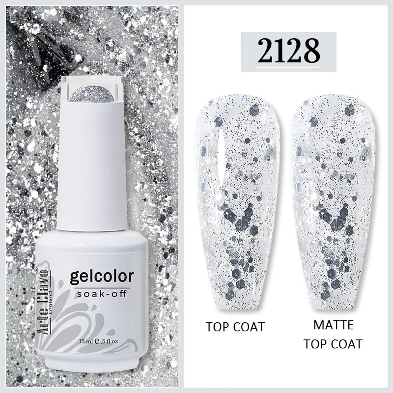 Arte Clavo 99Colors Gel Nail Polish Purple Glitter Sequins Manicure