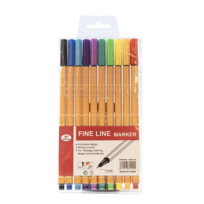 Multicolor Fine Tip Outline Markers for Marking, Sketching, Doodle Outlining & Poster Drawing, Back to School Essentials Qme 10 Pens Multi-Colored