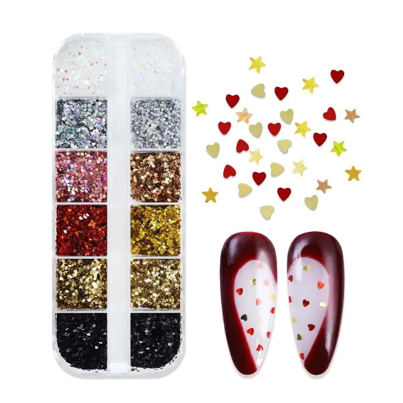 DIY Nail Art Design Mini Sparkling Star Glitter Love Decoration Salon Qme