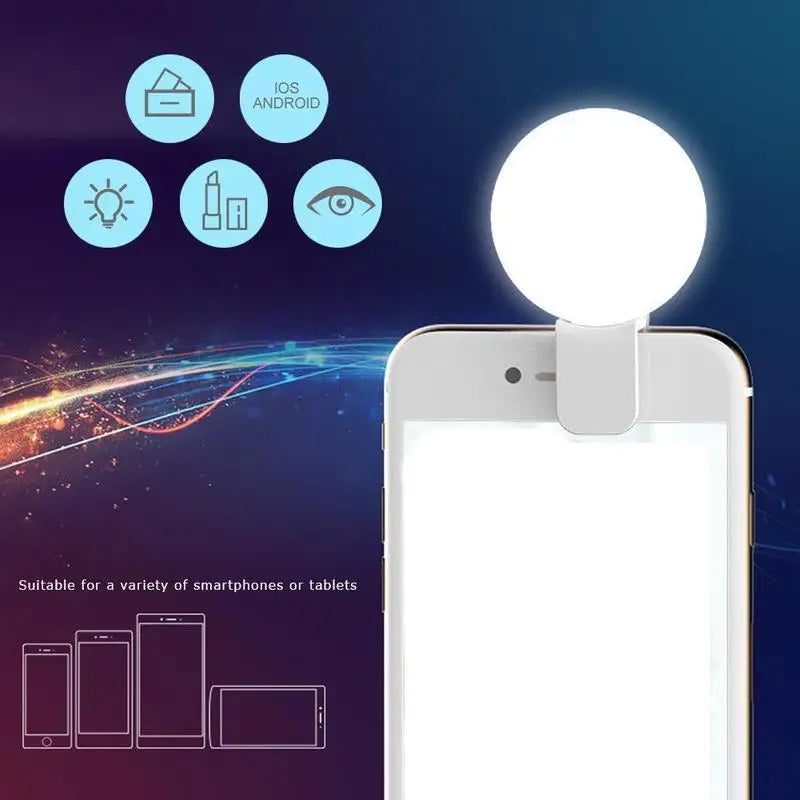 NEW Mobile Phone LED Selfie Ring Light Portable Mini Durable Practical Three Stop Dimming Circle Photography Clip Fill Light Qme