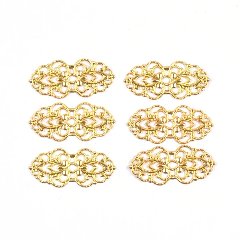 30Pcs Silver/Gold Metal Crafts Filigree Wraps Connectors For Making Jewelry Findings DIY Scrapbook Home Decor Embellishments Qme